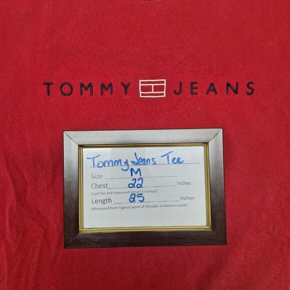 Tommy Jeans Tee‎ Shirt Red Hilfiger Mens Medium Heavy Cotton - Picture 6 of 7